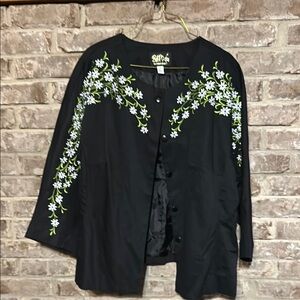 Bob Mackie  Black Floral Embroidered Jacket